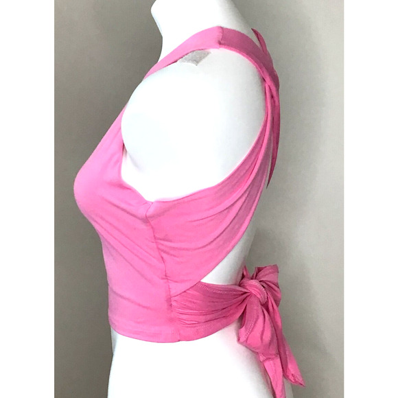Le Lis Collection Pink Knit Wrap Halter Top Size Small - Picture 3 of 8